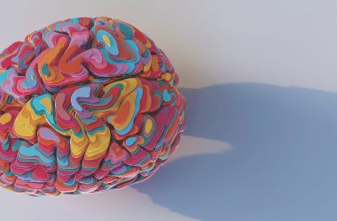 Abstract illustration of a brain. Colorful and made to look like layers of paper