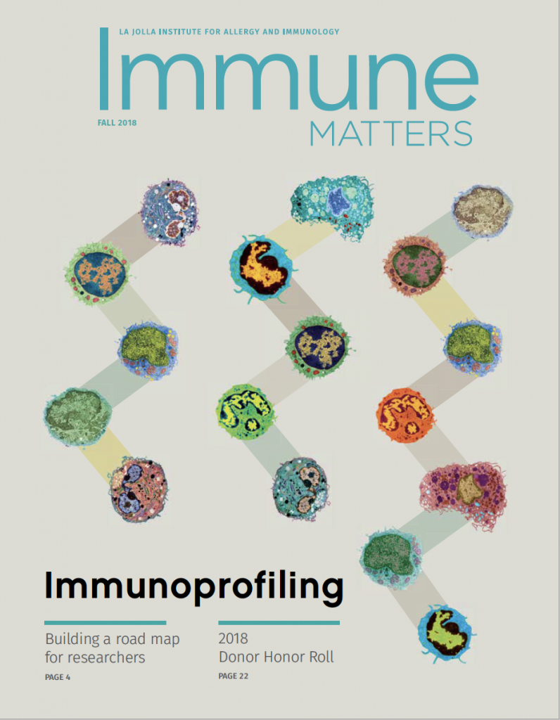 The Fall 2019 cover of Immune Matters magazine. Headline reads: Immunoprofiling