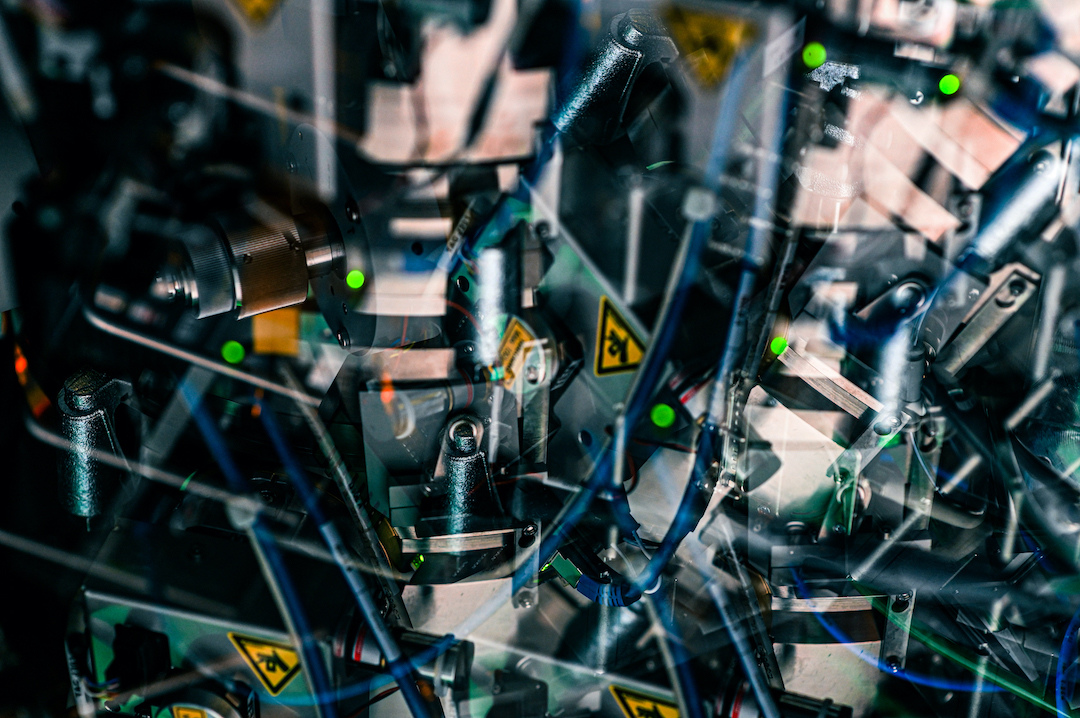 A blurred, stylized photo of the wiring inside the Titan Krios cryo-electron microscopy