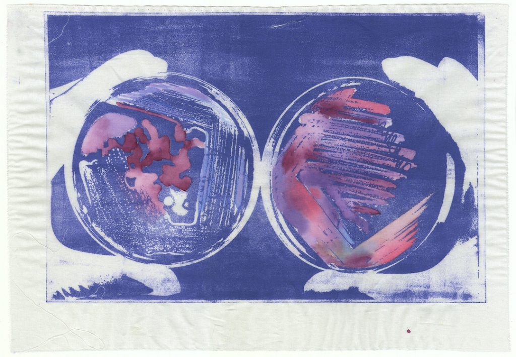 Artistic rendering of hands holding 2 Petri dishes